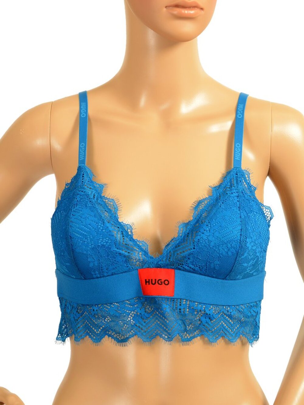 Hugo Boss Women's "Triangle RL Lace" Royal Blue Lace Bralette Bra US S IT 40